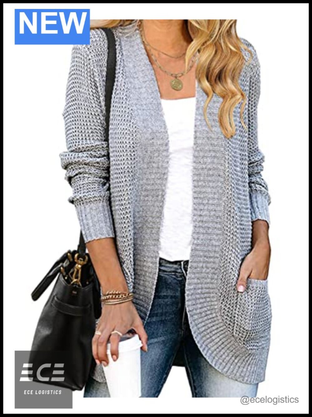 Open Front Long Sleeve Chunky Knit Cardigan Sweater Coat